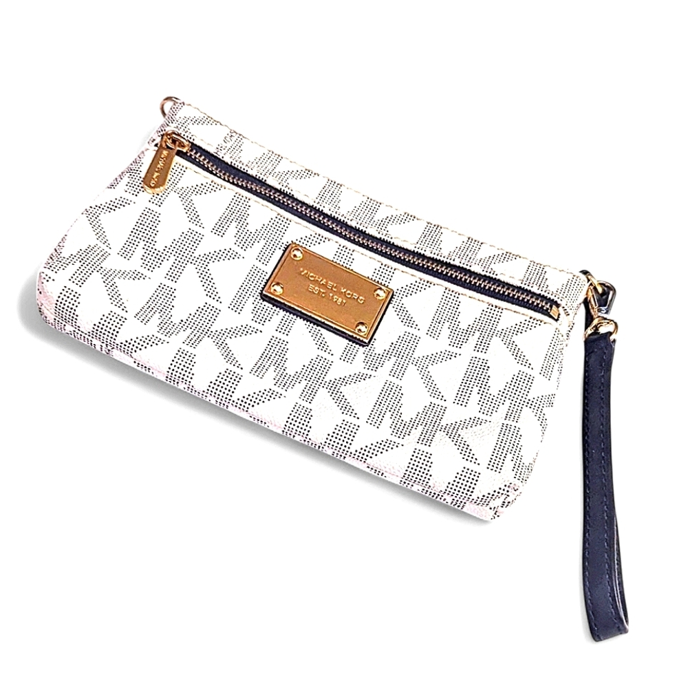 🖤 EUC Michael Kors Large White and Black Logo Wristlet - Picture 5 of 7